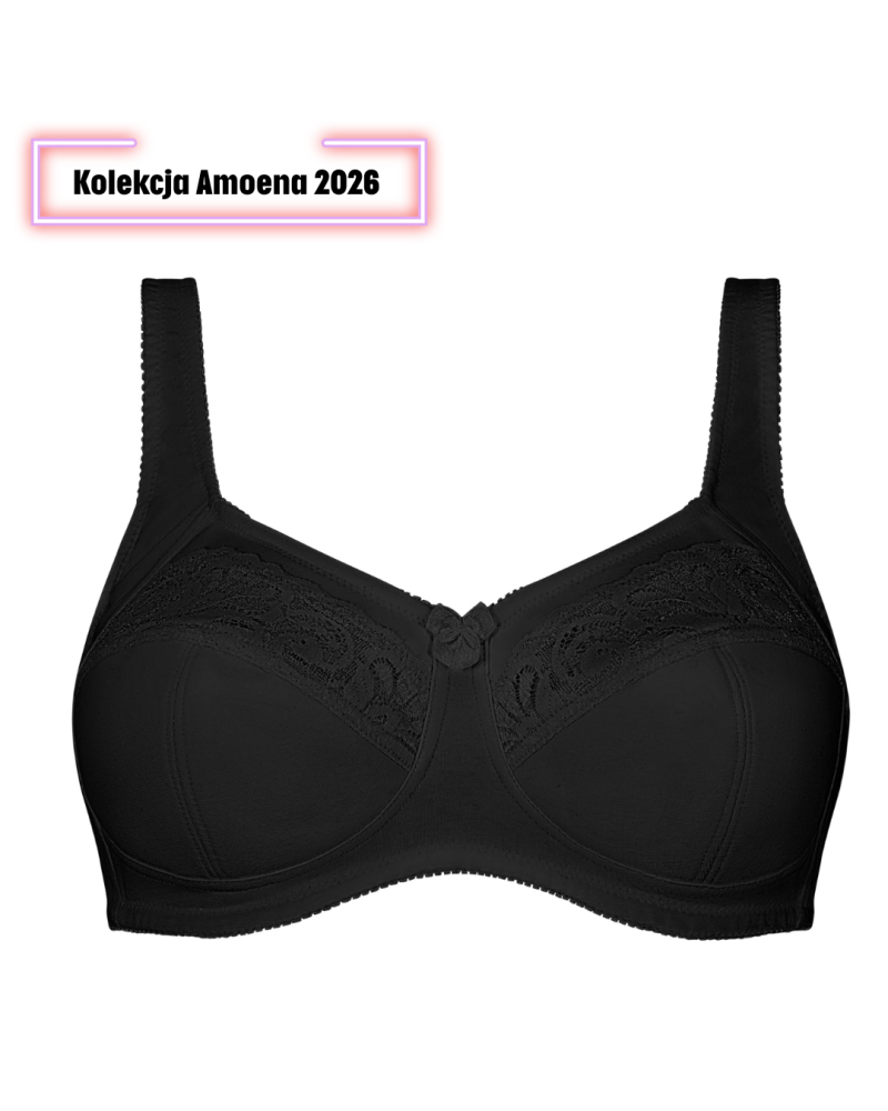 Czarny biustonosz Amoena 45117 Katja SB z kieszonkami na protezy piersi, nowa kolekcja Amoena 2026