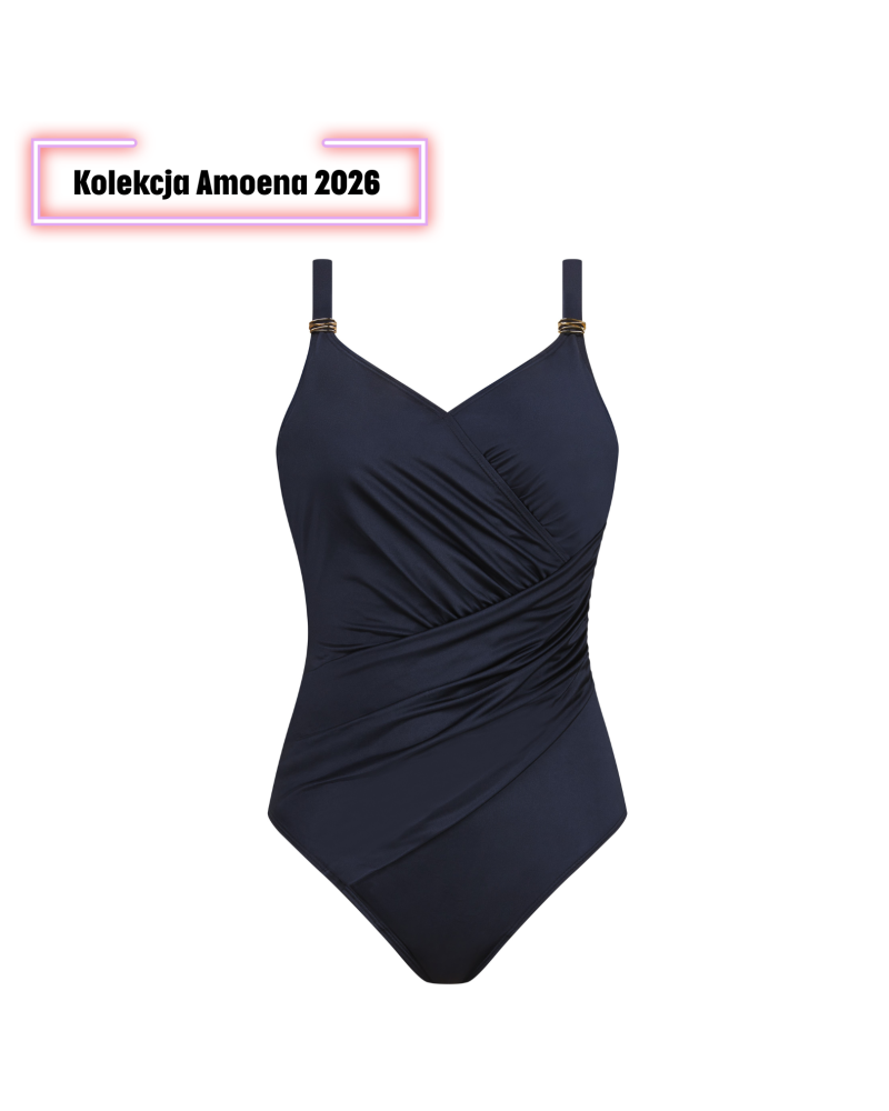 Amoena 71814  Lazio HB -  Granatowy kostium  kąpielowy z kieszonkami na protezy piersi