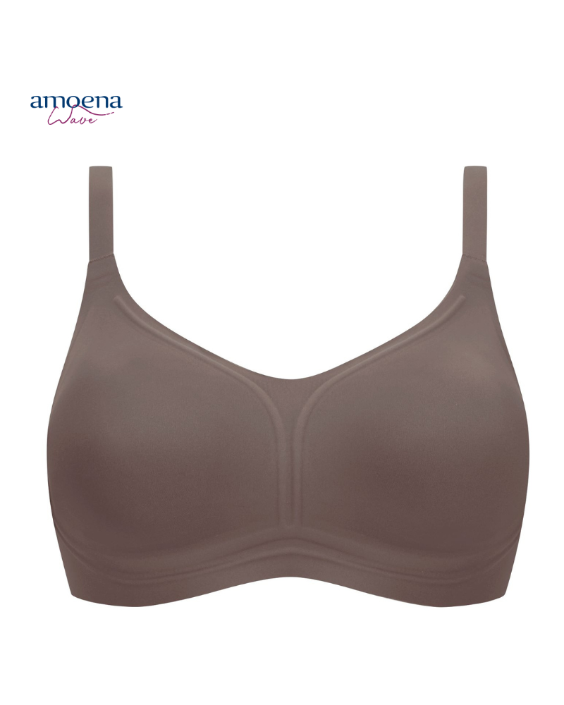 Biustonosz Wave Pure Amoena – miękki z dodatkowym wsparciem zamiast fiszbin, kolor Deep Taupe